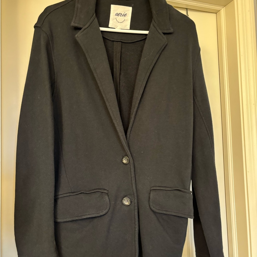 Aerie black French terry boyfriend blazer